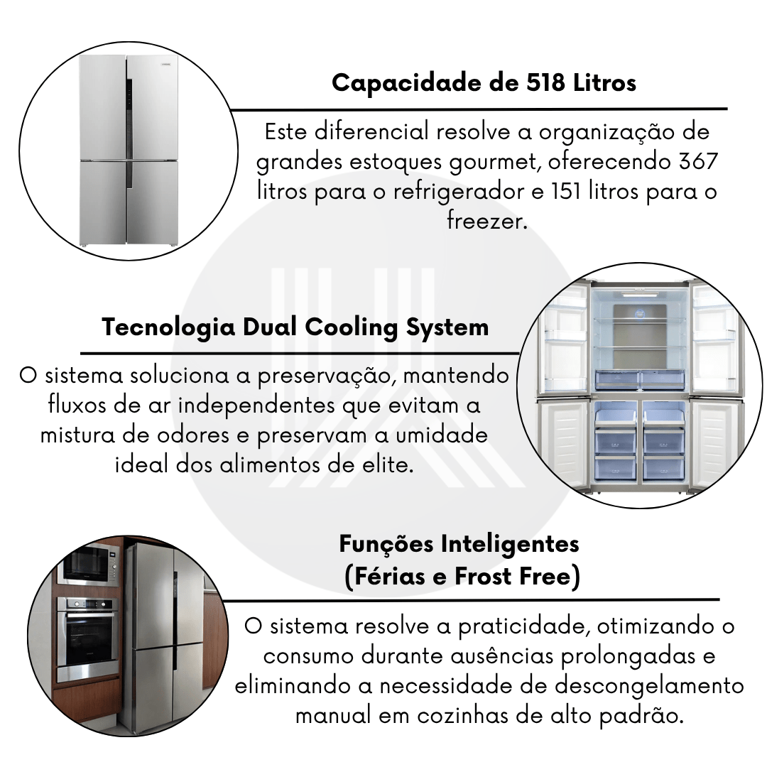 Refrigerador Crissair Signature Four Door 542 Litros RFD 540 - Inoxlon
